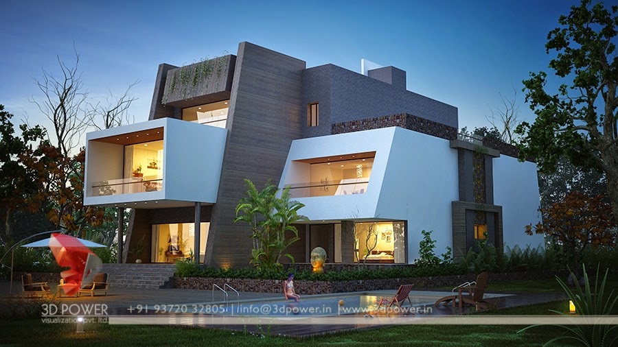 Night View Of Contemporary Bungalow