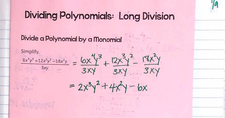 Polynomial Division INB Pages | Mrs. E Teaches Math