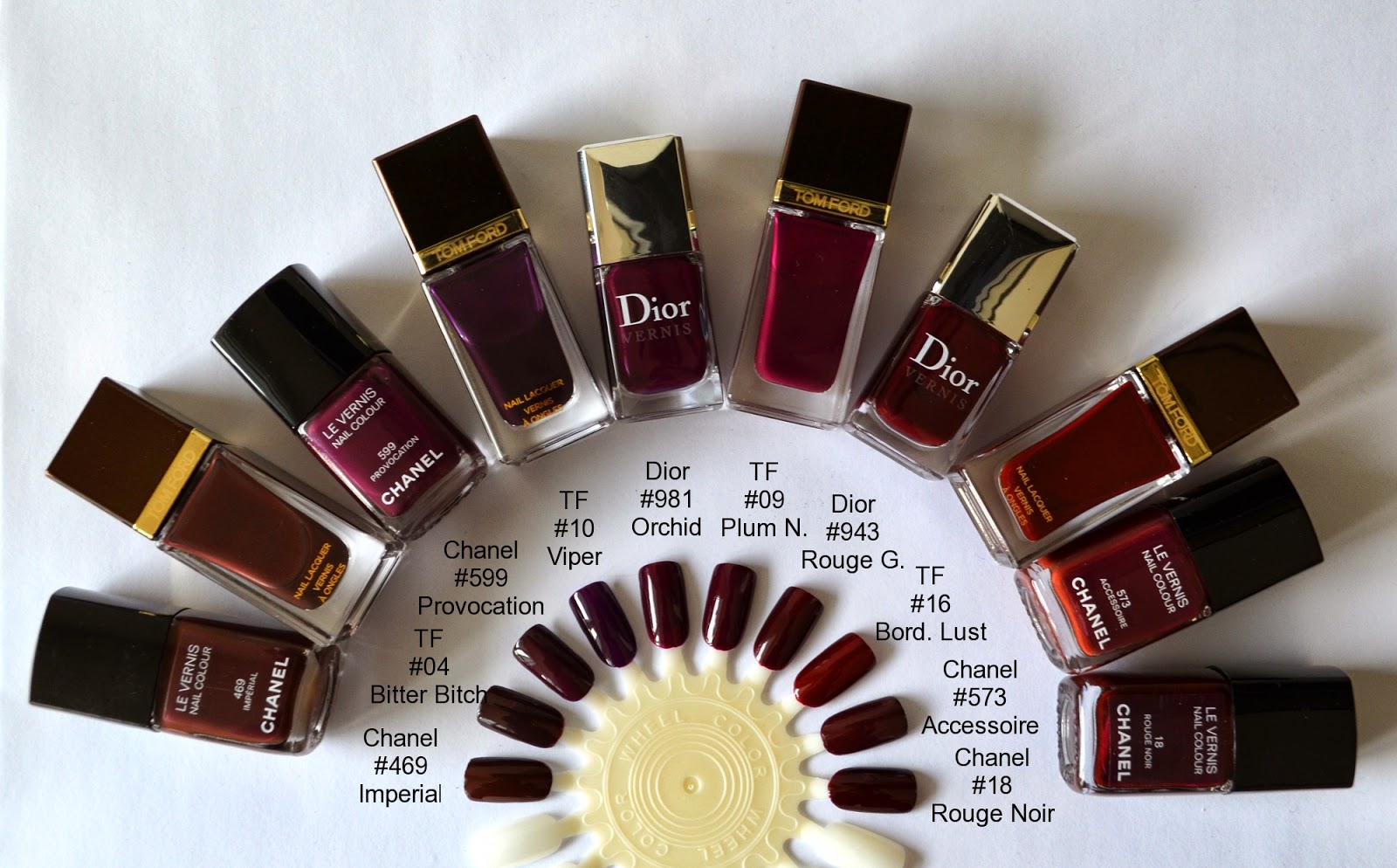 Vamp Tom Ford Nail Lacquers for Fall, #04 Bitter Bitch, #09 Plum Noir, #10 Viper, #16 Bordeaux Lust | Color Me