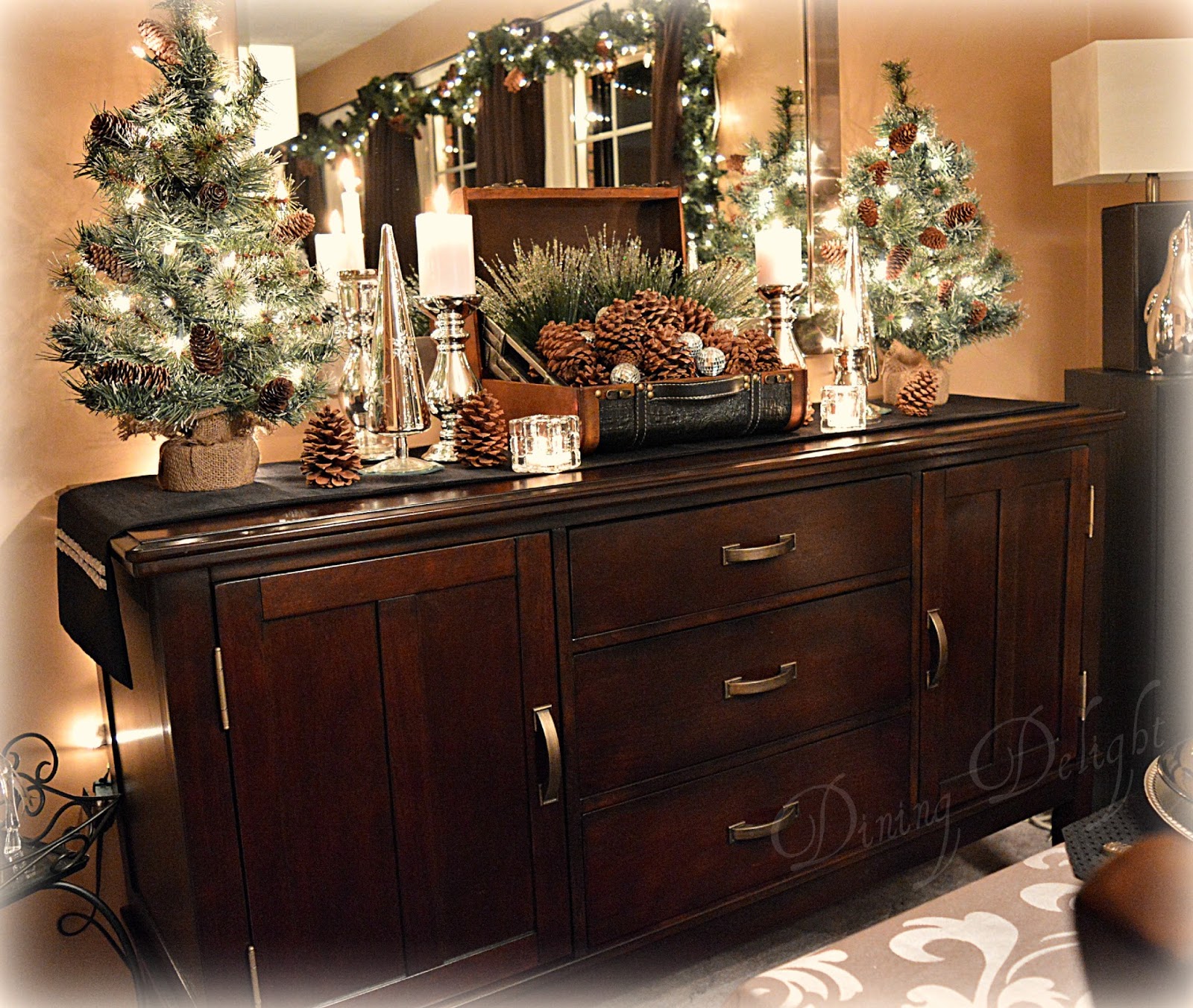 Dining Delight Pine Cones & Candles for Christmas