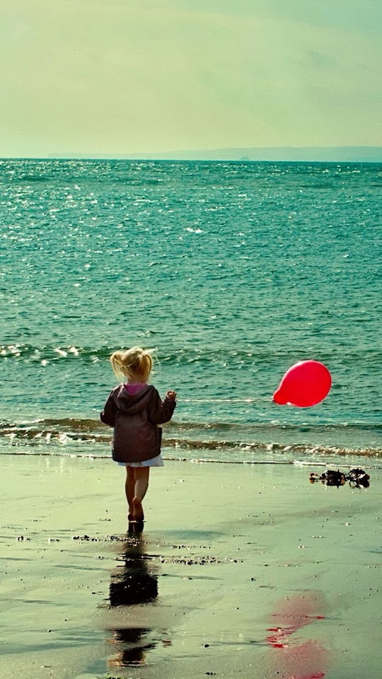 Beach Girl Red Balloon  Galaxy Note HD Wallpaper