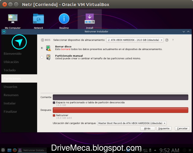 DrivMeca instalando Netrunner Linux paso a paso