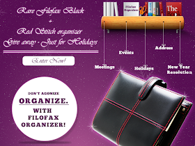 Rare Filofax Black+Red Stitch organizer give away - Just for Holidays