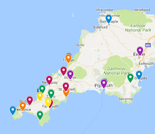 Vegan Map of Cornwall & Devon