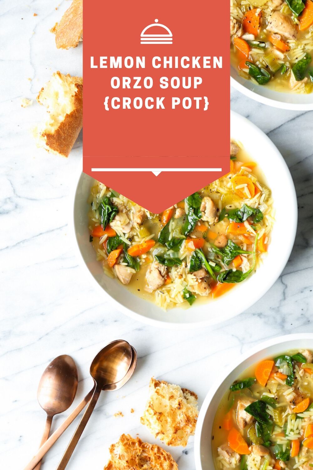 Lemon Chicken Orzo Soup {Crock Pot}