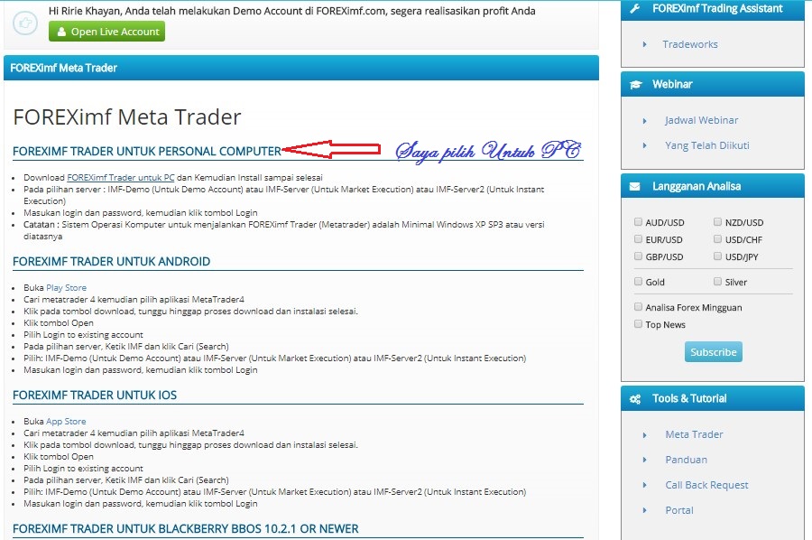 Foreximf login
