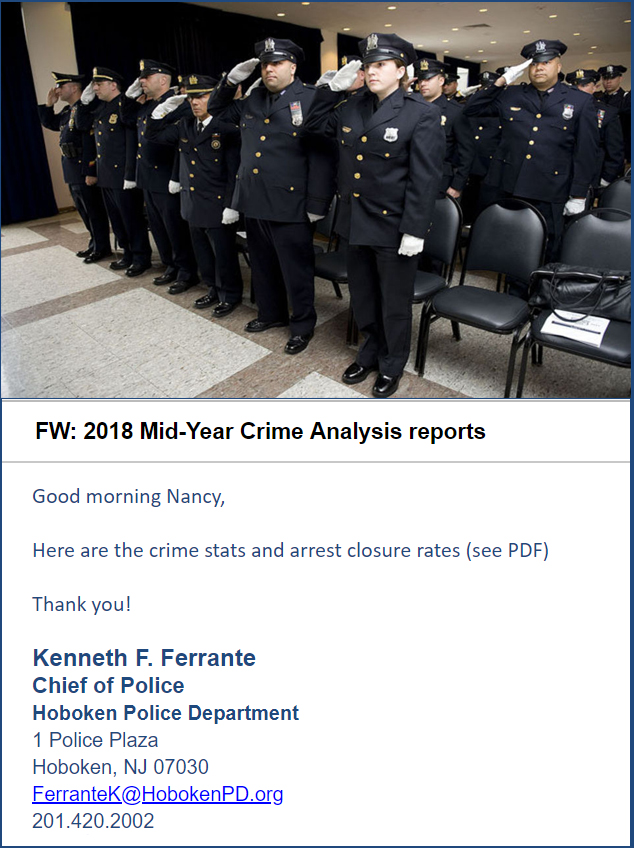 Way to go, Hoboken Police Department! (2018 crime rate down 10)