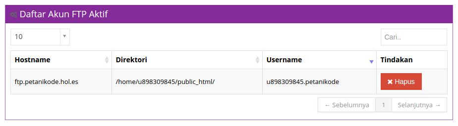 Akun FTP di IDhostinger