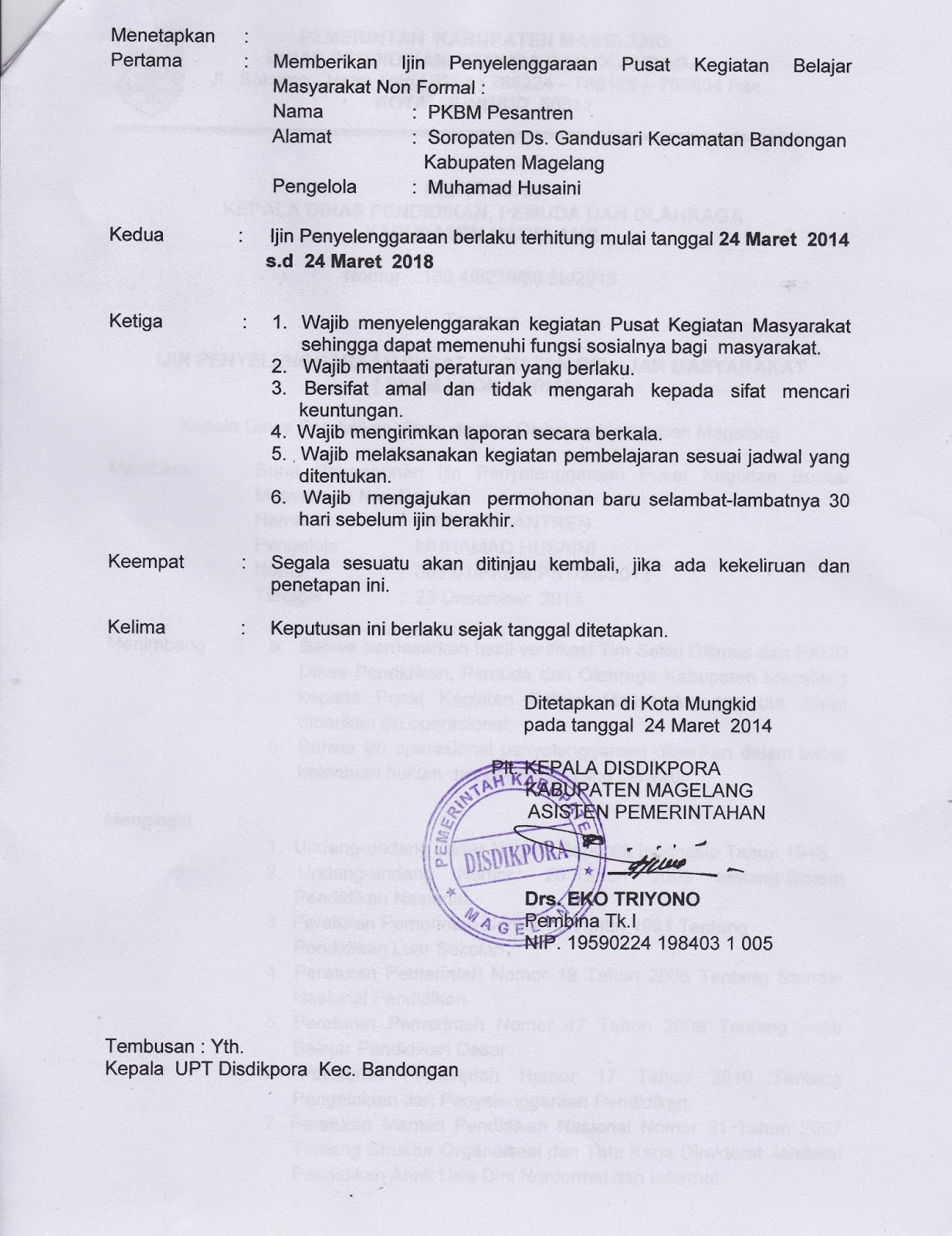 7313 IJIN OPERASIONAL PKBM PESANTREN