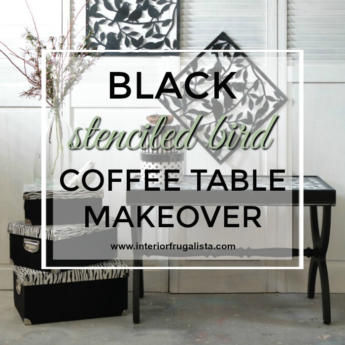 Black Stenciled Coffee Table With Plastic Overlays The Interior Black Stenciled Bird Coffee Table