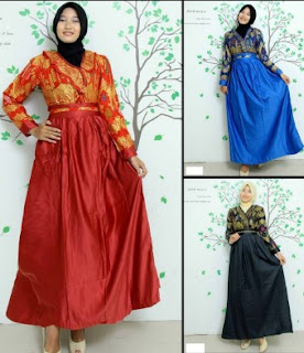 Model Baju Gamis Batik Kombinasi Satin Model Baju Muslim Kombinasi Batik Dengan Kain Polos, Brokat Dan Satin
