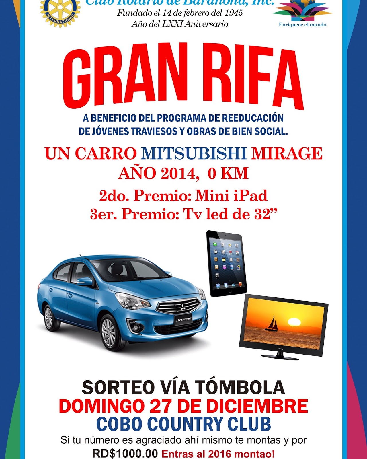 El Club Rotario Rifa un Carro a Beneficio de la