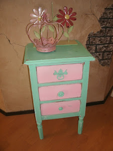 Teal and Pink Night Stand -Sold