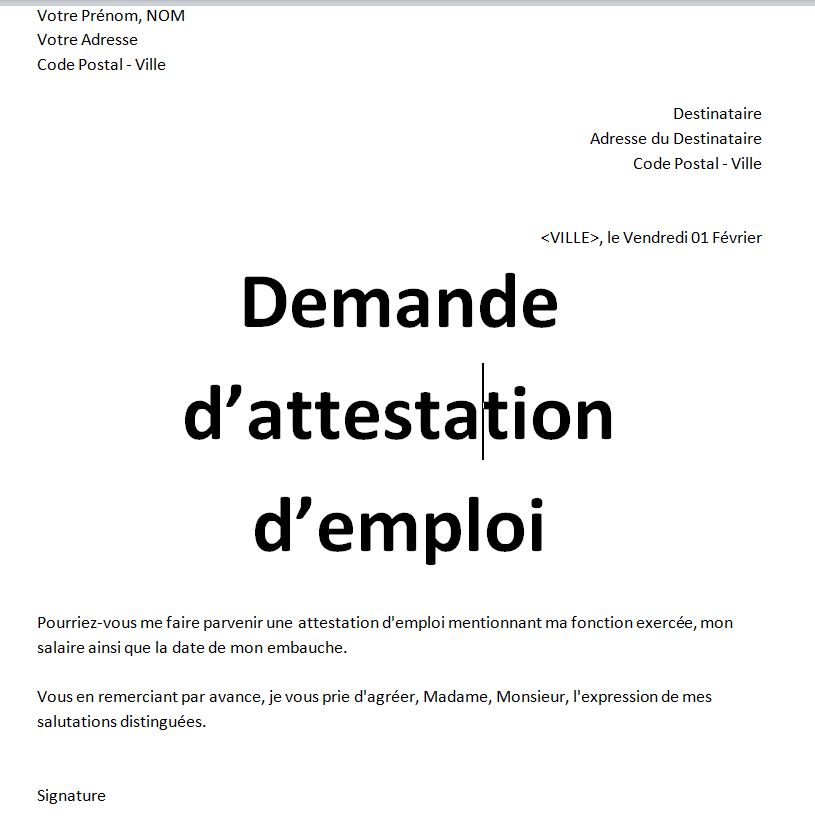 Exemples De Demandes Attestation De Travail Word Word Doc Employee Evaluation Form Evaluation Employee