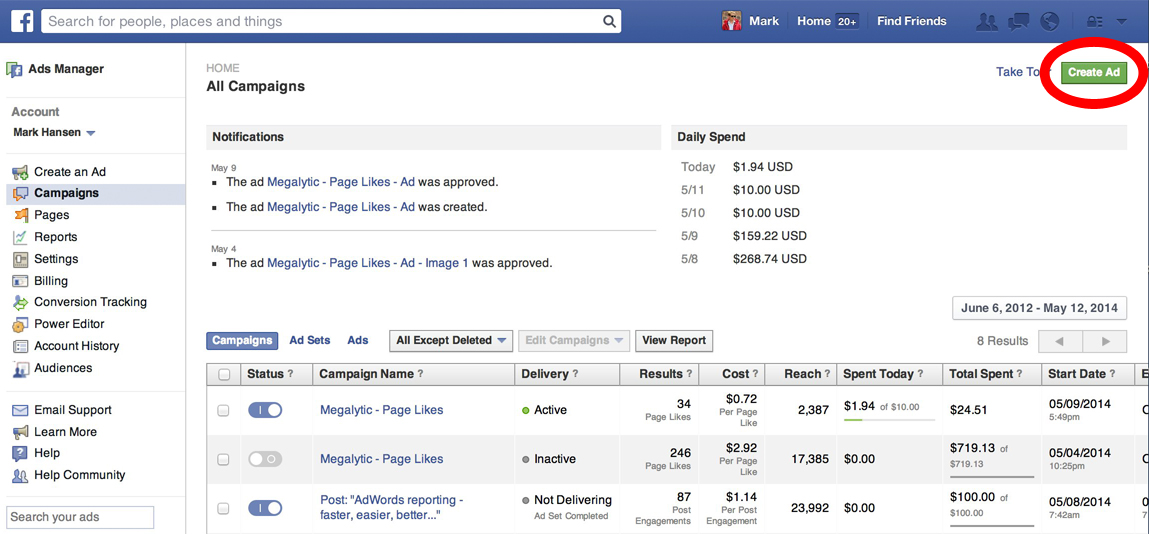 View results. Facebook ads Manager Скриншоты. Ads Manager биллинг. Facebook Интерфейс рекламы. Биллинг Фейсбук.