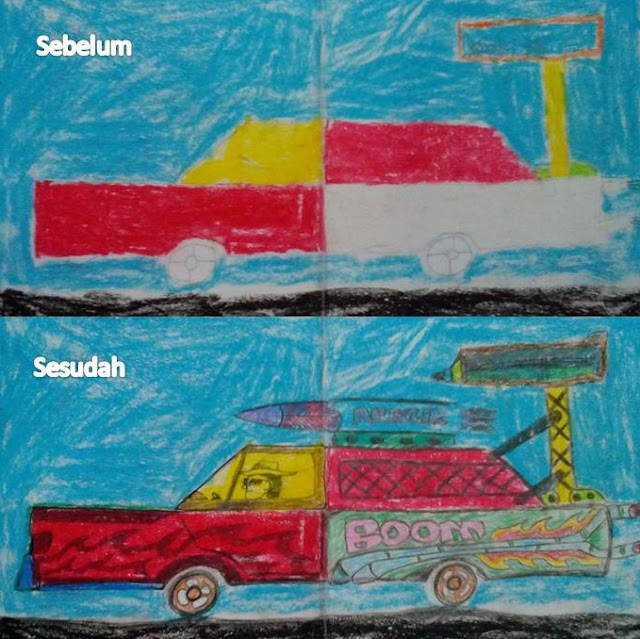 Monster Bego: Corat Coret Gambar Anak SD Lucu - (Sebelum dan Sesudah)