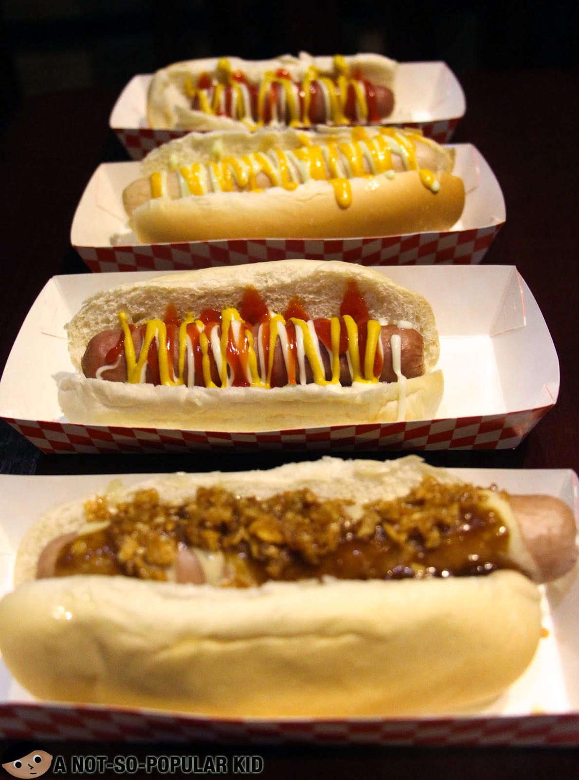 The four hotdog/franks variants available in Franks Craft Beers