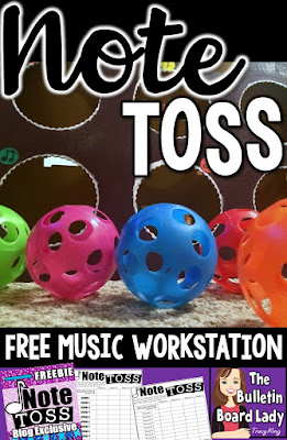 Music Workstation FREE download – Note Toss.  Learn how to create this DIY music center with a few easy materials.  Your students will love playing this game in your classroom and you’ll love their excitement at reviewing note values.  This workstation can be altered and used for math facts and reading too!  Let’s get crafty!