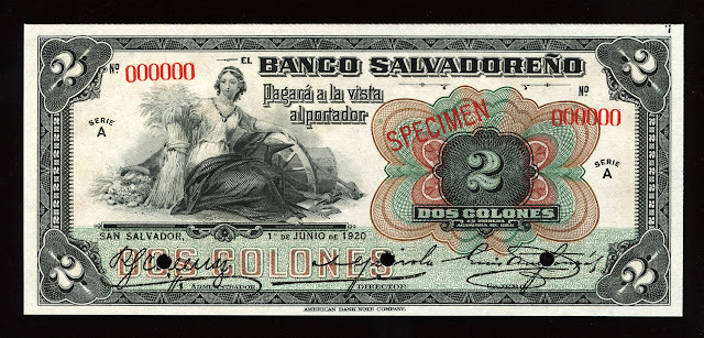 Salvador Colones banknote Banco Salvadoreño 