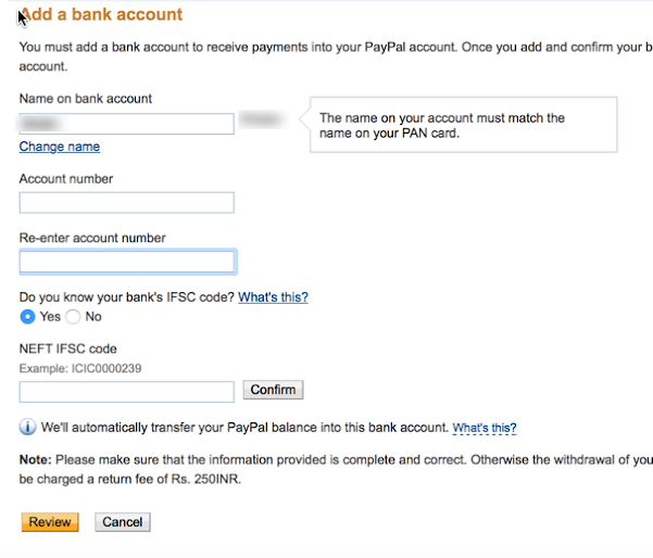 Link Bank account to your PayPal account : eAskme