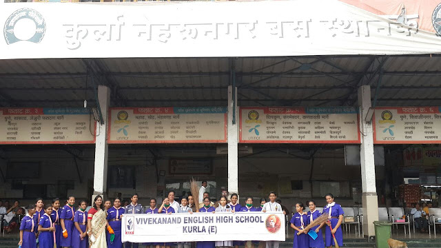 VES Kurla School adopted Nehru Nagar S T Bus stand on Swacha Bharat Abhiyan day