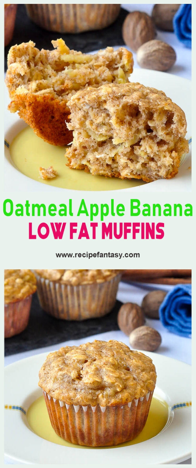 Oatmeal Apple Banana Low Fat Muffins Onionringandthings