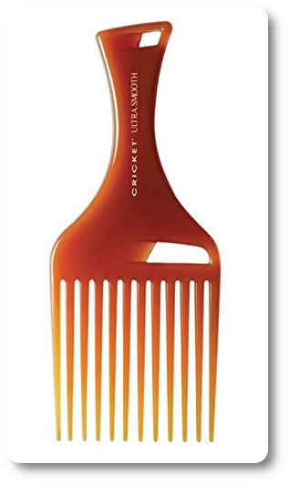 Curly hair type 4 a thru 4c Cricket Ultra Smooth Hair Pick Comb infused with Argan Oil, Olive Oil and Keratin by Cricket