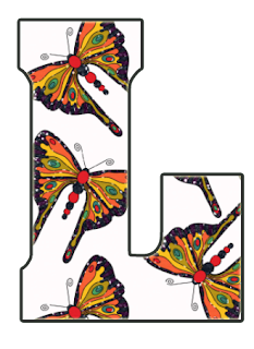 Abecedario con Fondo de Mariposas. Alphabet with Butterfly Background.