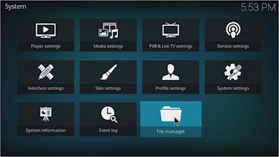 Select File Manager on Kodi Select File Manager on Kodi