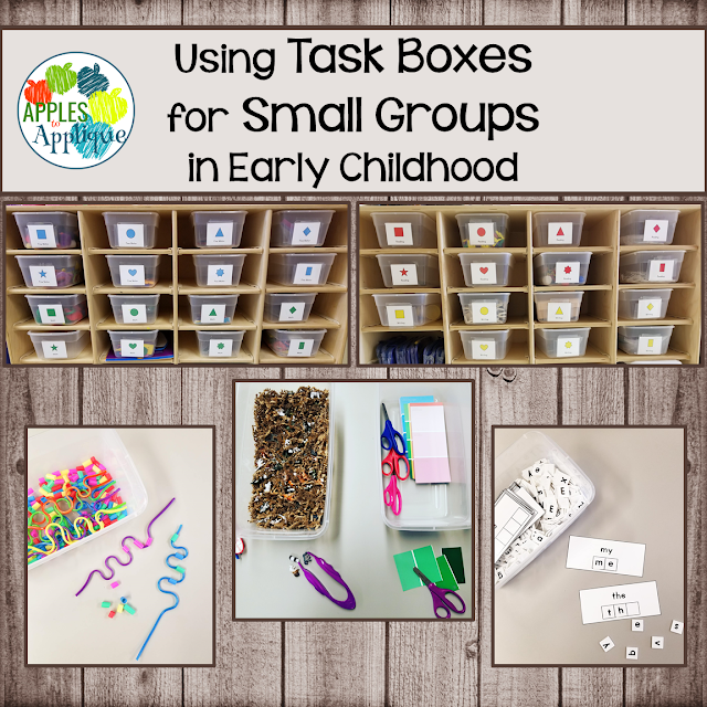 Task Boxes for Small Group Work in Early Childhood | Apples to Applique