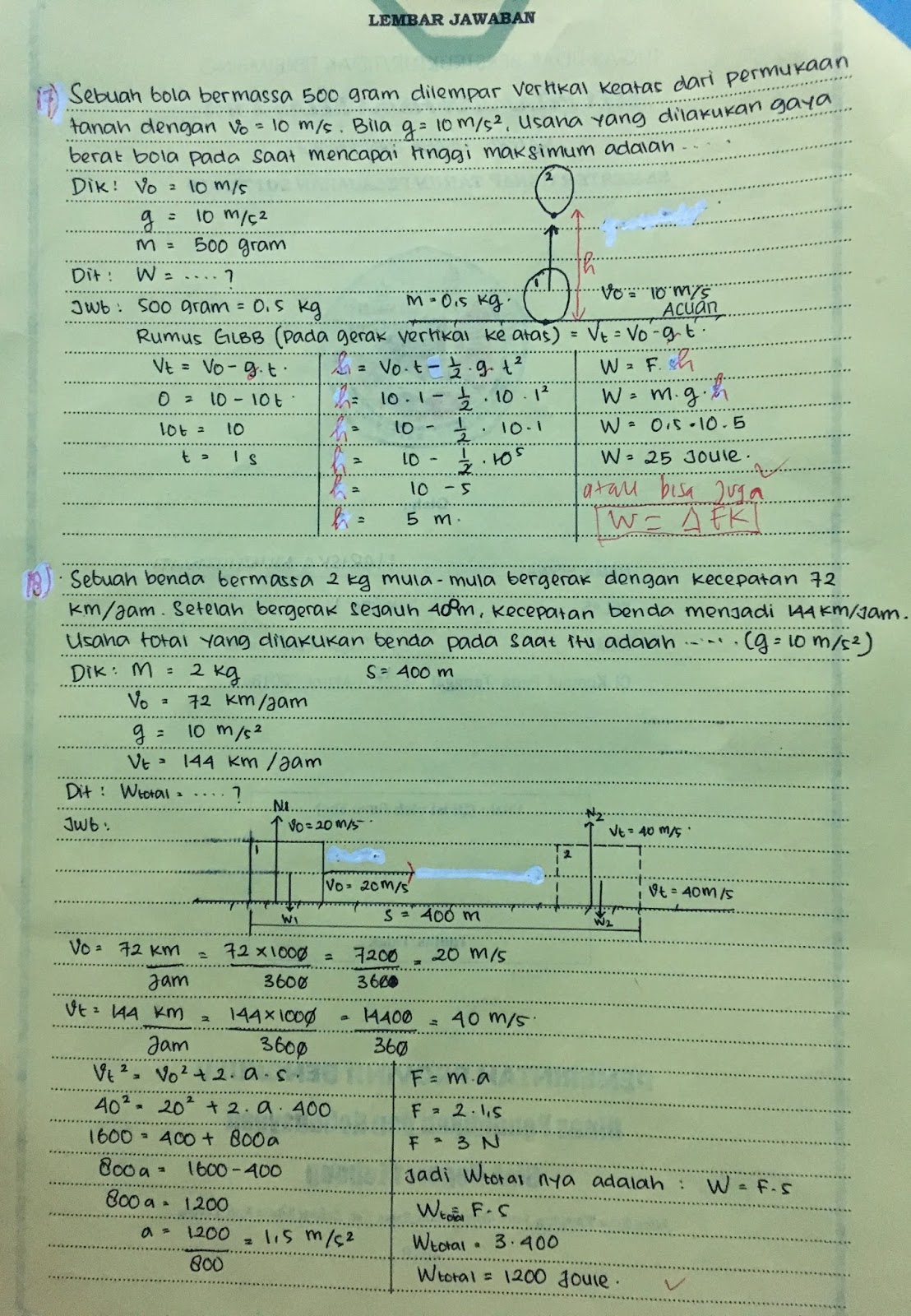 contoh soal dan jawaban, latihan soal, materi usaha dan energi, kelas X