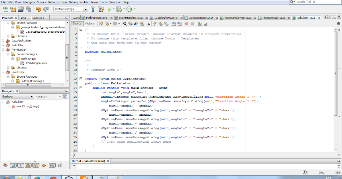 Program berbasis GUI yang menerima inputan dua buah bilangan dan dapat