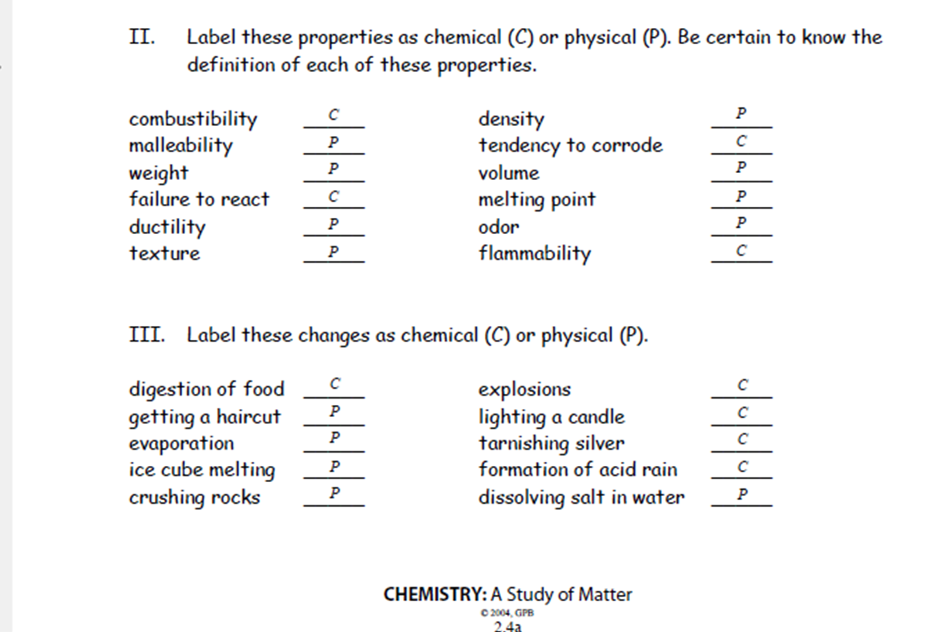 Ms. Clarks Physical Science Blog: Answer key: Physical 