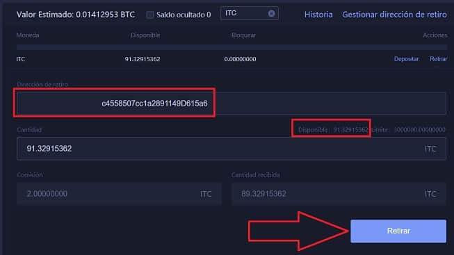 Enviar iot chain ITC desde huboi hasta monedero personal Enviar iot chain ITC desde huboi hasta monedero personal