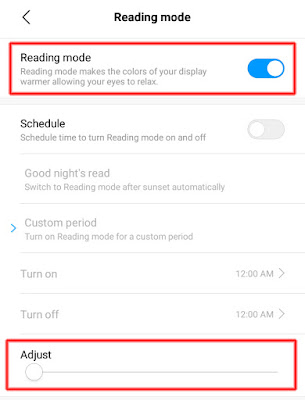 mengaktifkan reading mode xiaomi sebelum bermain pubg mobile
