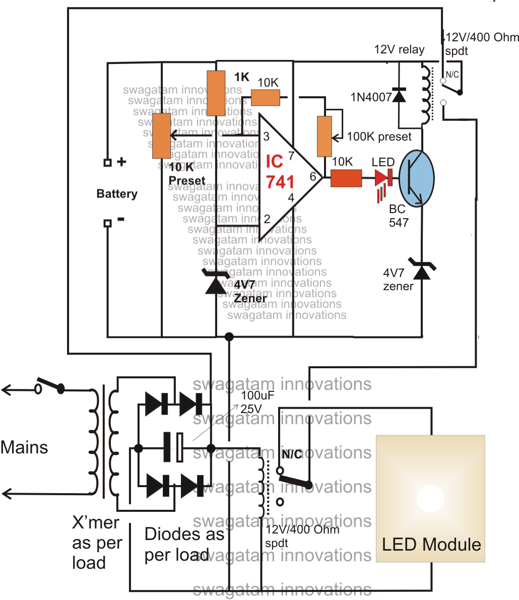 Make this Automatic 10 Watt to 1000 Watt LED Emergency Light Circuit