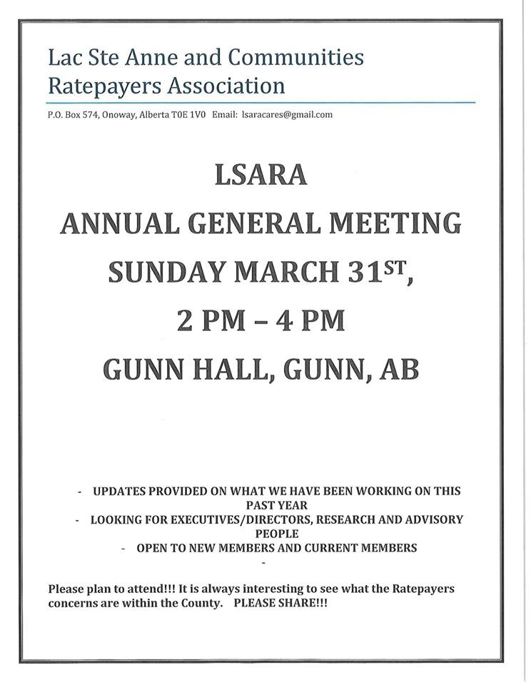 LAC STE. ANNE COUNTY 2019 TUFF TIMES AHEAD? LAC STE. ANNE AND COMMUNITIES RATEPAYERS