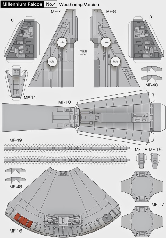 Maqueta descargable y recortable del Halcón Milenario5