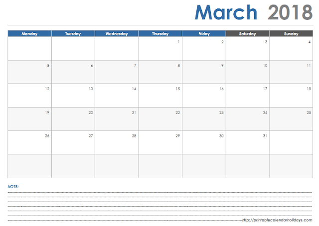 March 2018 Calendar, March 2018 Calendar Printable, March 2018 Calendar Template, March Calendar 2018