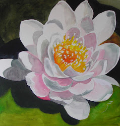 water lily watercolor painting close
