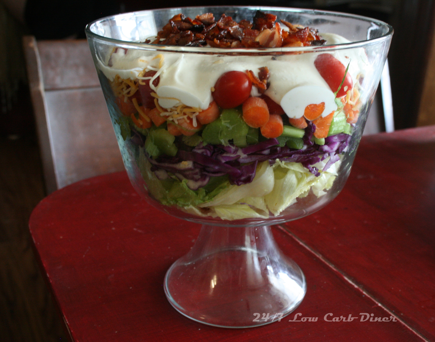 24/7 Low Carb Diner Trifle Bowl Potluck Salad