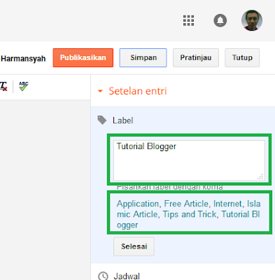 Cara memberi Label atau Kategori pada Postingan di Blogger