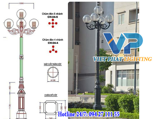 cot den dc05b cột đèn sân vườn