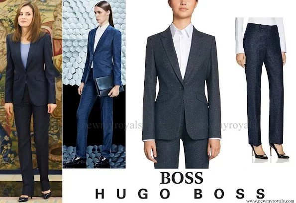 Queen Letizia wore Boss Hugo Boss Jamoli blazer and Temuna trousers