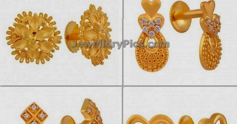 jewellery design pictures: Daily use gold ear tops