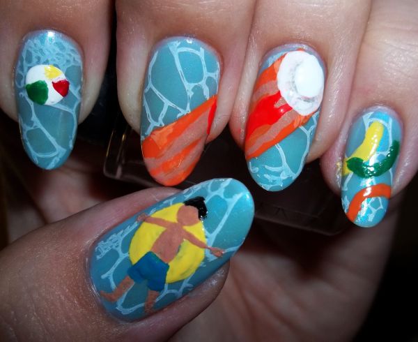 Water Marble Swimming Pool Nail Art - wide 6