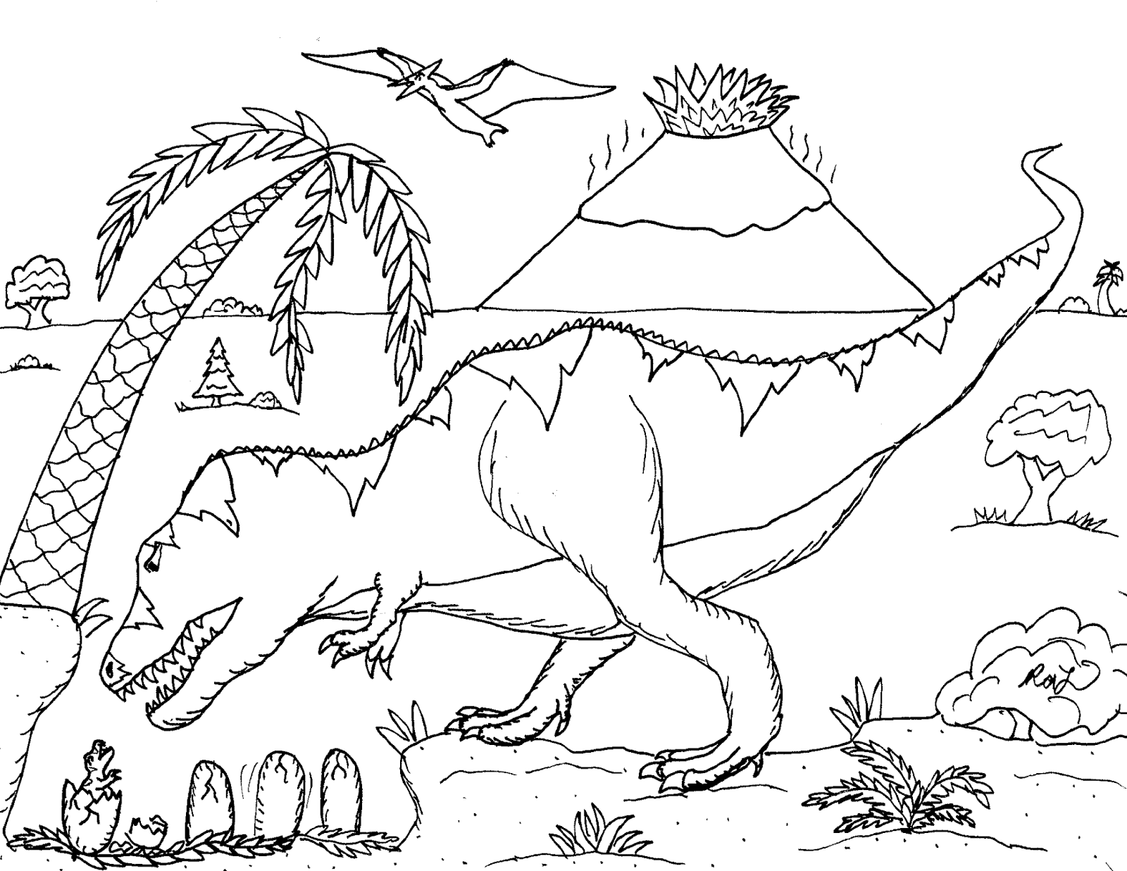 Robin's Great Coloring Pages: T. rex Mommy