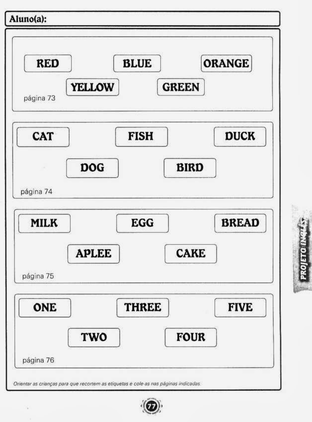 Portal Escola Atividades De Ingles 1 Ao 6 Ano Exercicios Imagens Para Imprimir Xix