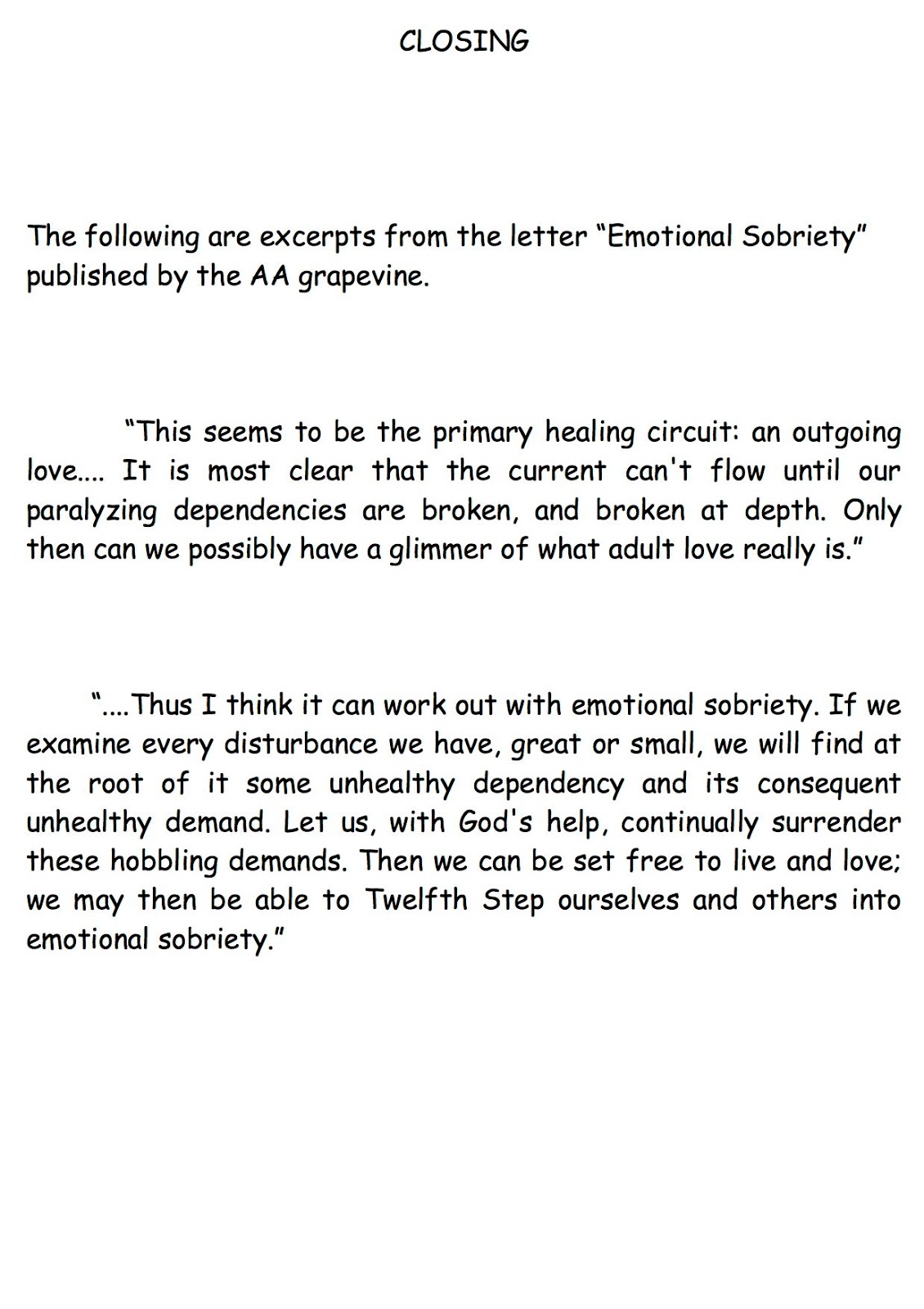 bill wilson essay emotional sobriety Alcoholics anonymous has been contributing to the emotional sobriety of drunks and people close to bill's essay on emotional sobriety was written long before dr paul i think that is a twisted concept this program works, but most of us here agree that once bill wilson sat down to. bill wilson essay emotional sobriety Alcoholics anonymous has been contributing to the emotional sobriety of drunks and people close to bill's essay on emotional sobriety was written long before dr paul i think that is a twisted concept this program works, but most of us here agree that once bill wilson sat down to.