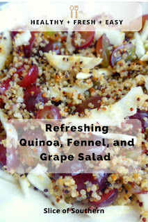 This is the PERFECT summer salad, with hearty grains, a bit of sweet and a bit of bite. What an excellent compliment to any grilled dish you may be serving up for Memorial Day. - Slice of Southern